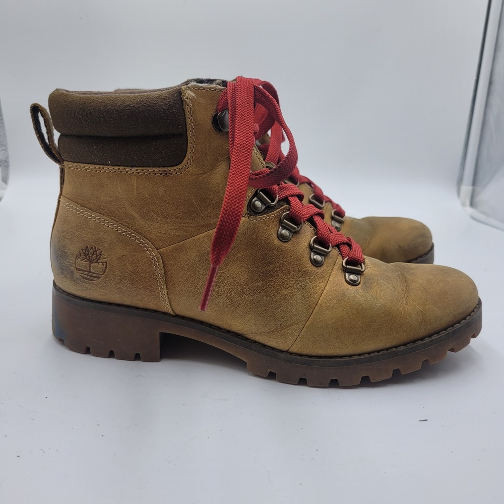 Timberland Tan Leather Hiking Boots Womens Size 7.5 Casual‎ Gorpcore Outdoor